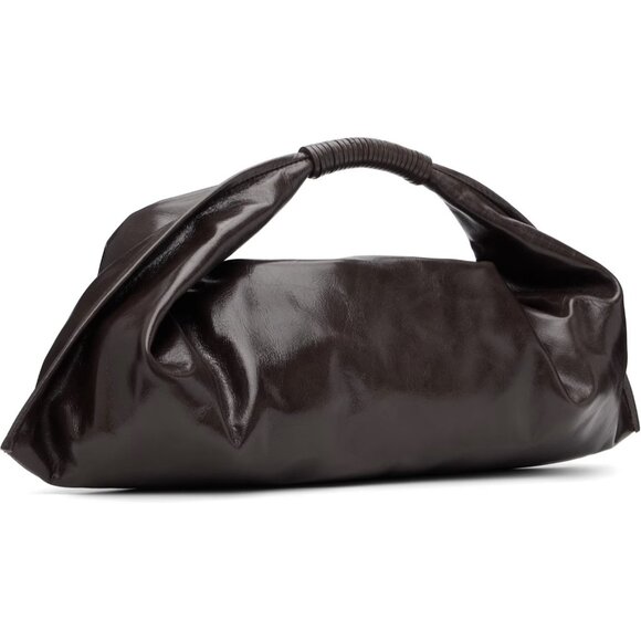 Staud XL Ronnie Bag Espresso Crinkle Leather 100% Cow Leather Slouchy Zip - NWT - Picture 3 of 4